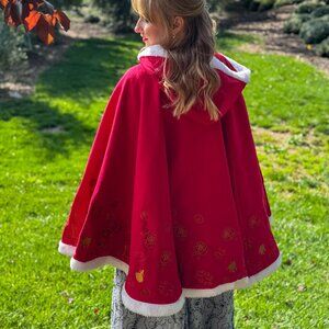 Her Universe Belle Inspired Red Winter Cape